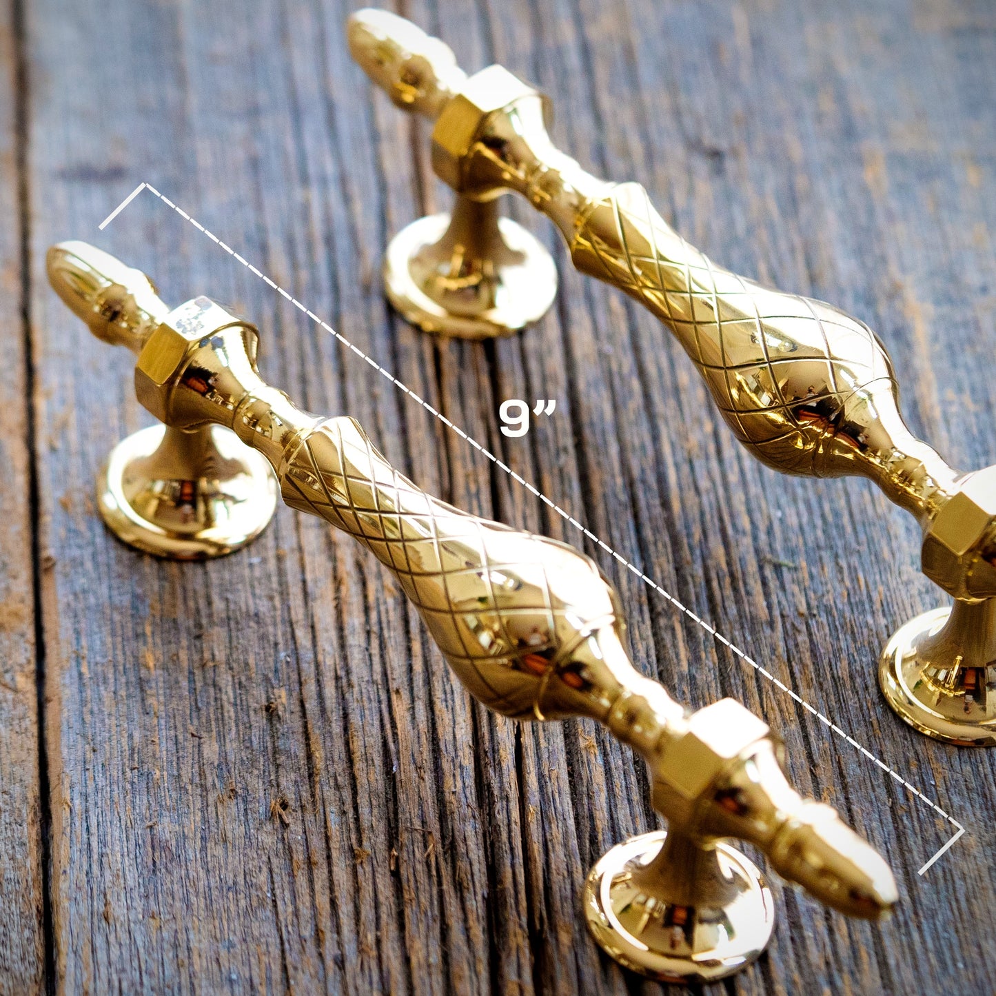 ✨ 9" Brass Door Pull (Pair) – Contemporary Elegance with Intricate Detailing
