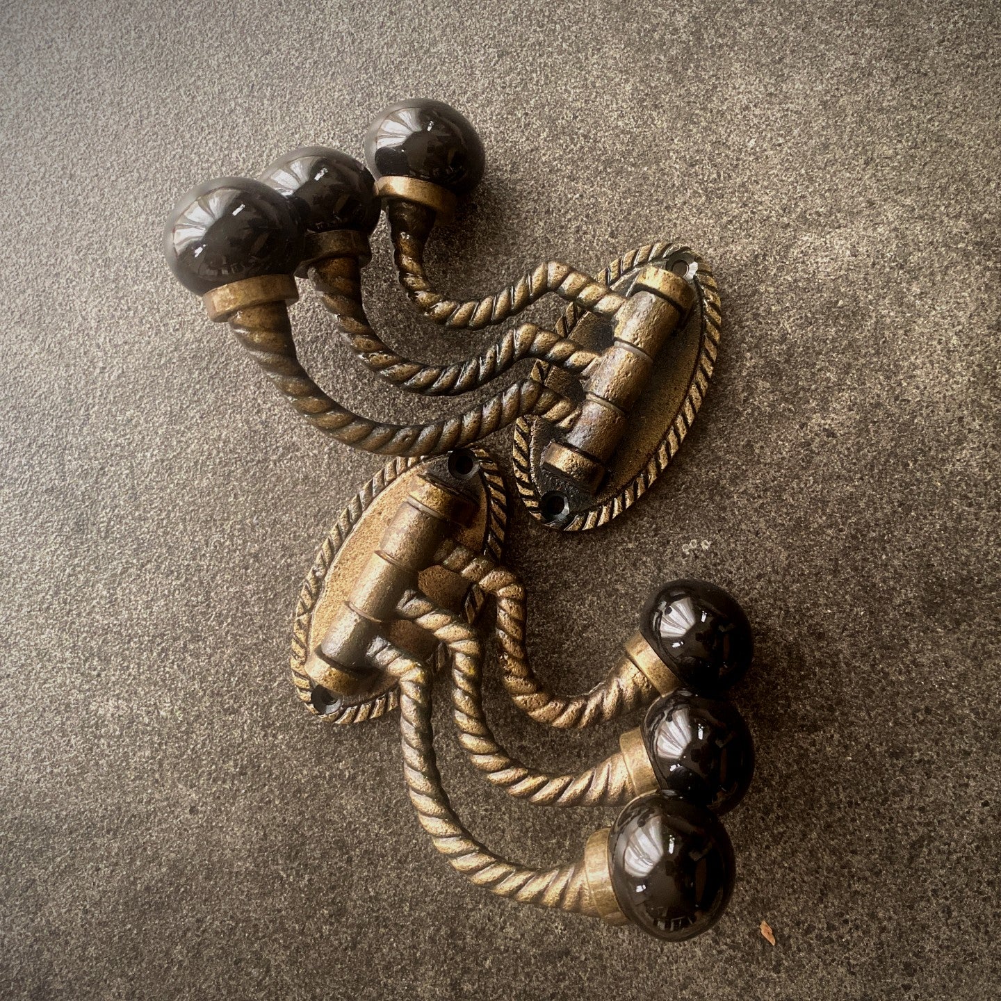 French Victorian Style Triple Rope Cast Iron Coat Hook