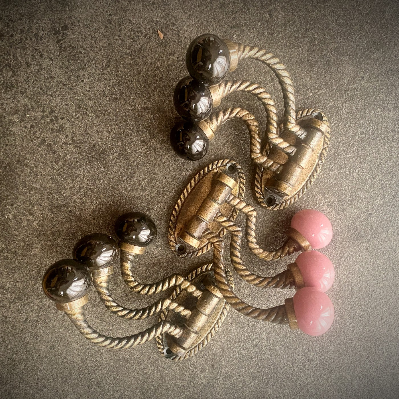 French Victorian Style Triple Rope Cast Iron Coat Hook