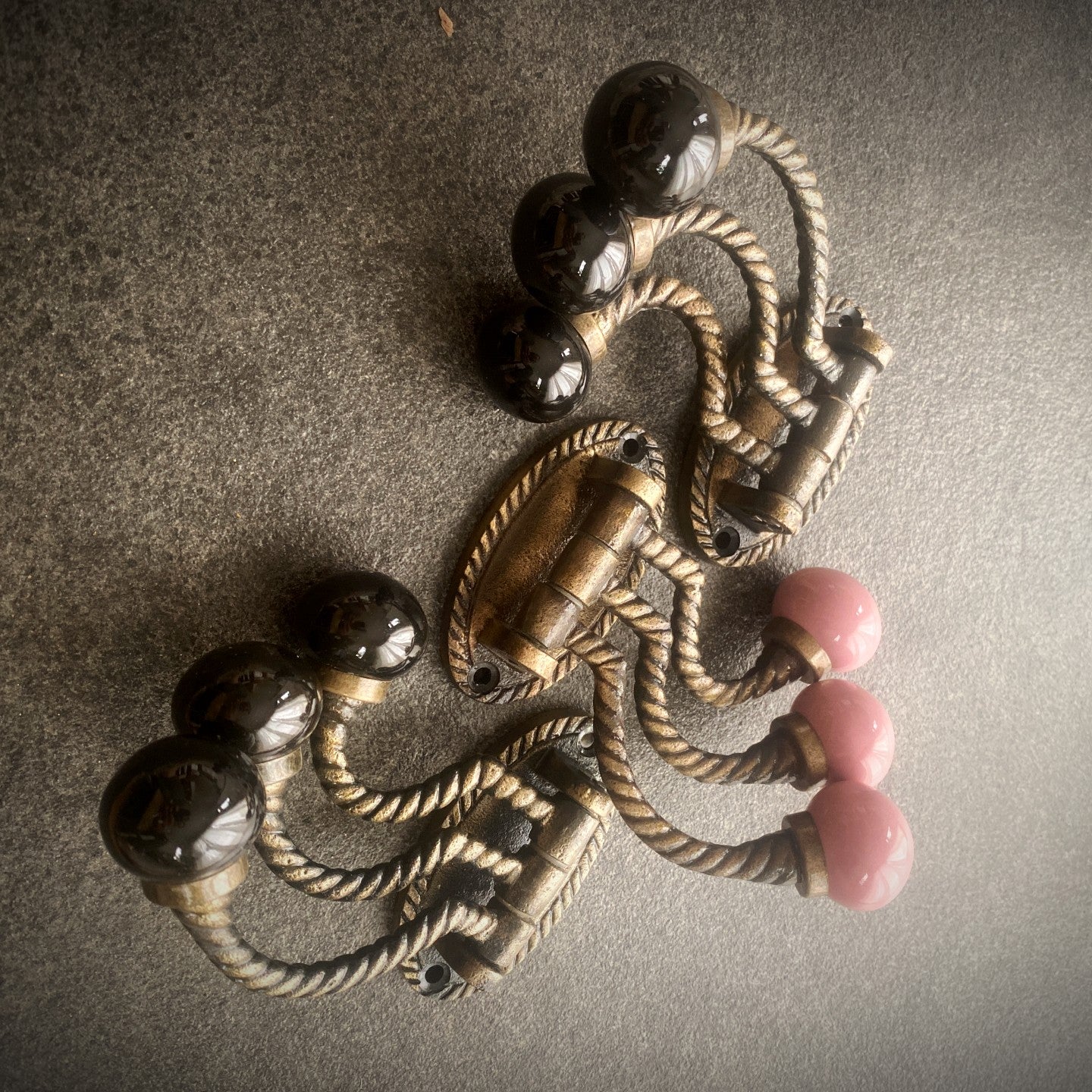 French Victorian Style Triple Rope Cast Iron Coat Hook