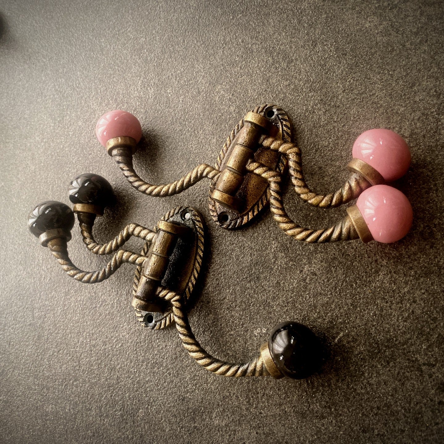 French Victorian Style Triple Rope Cast Iron Coat Hook