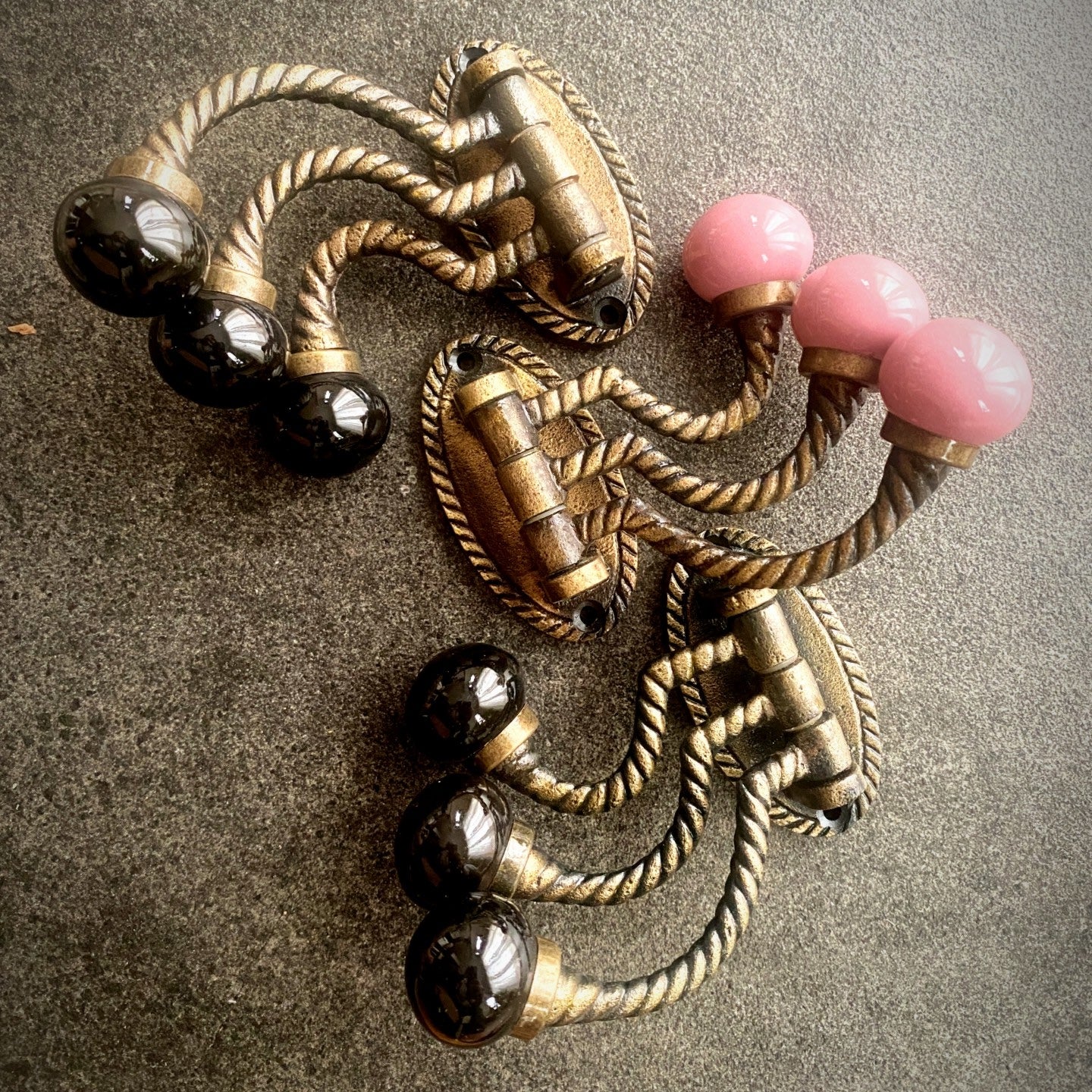 French Victorian Style Triple Rope Cast Iron Coat Hook