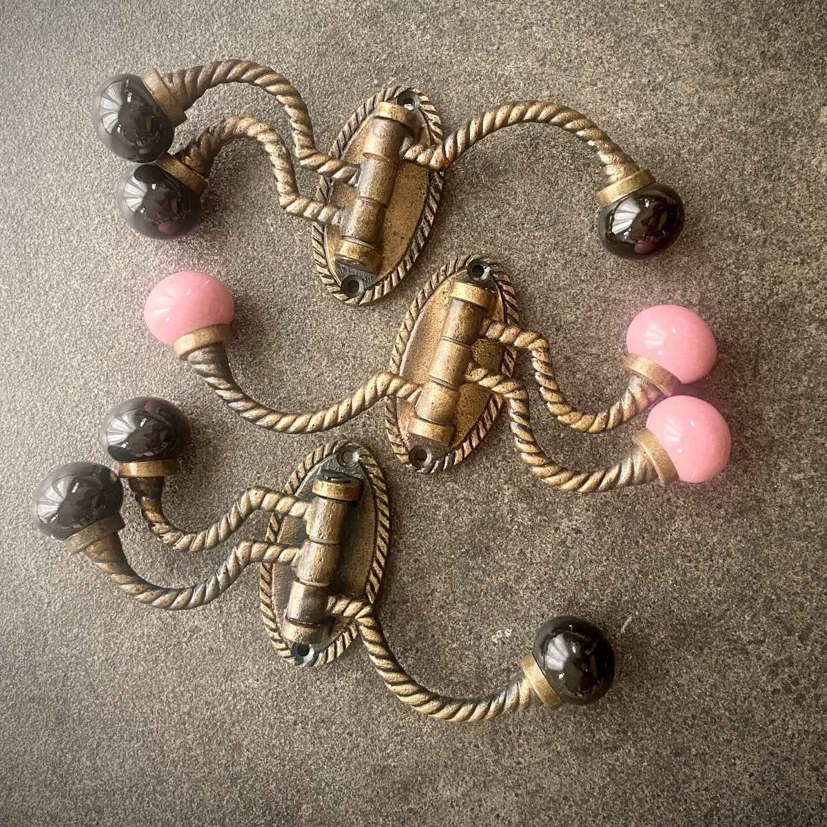 French Victorian Style Triple Rope Cast Iron Coat Hook