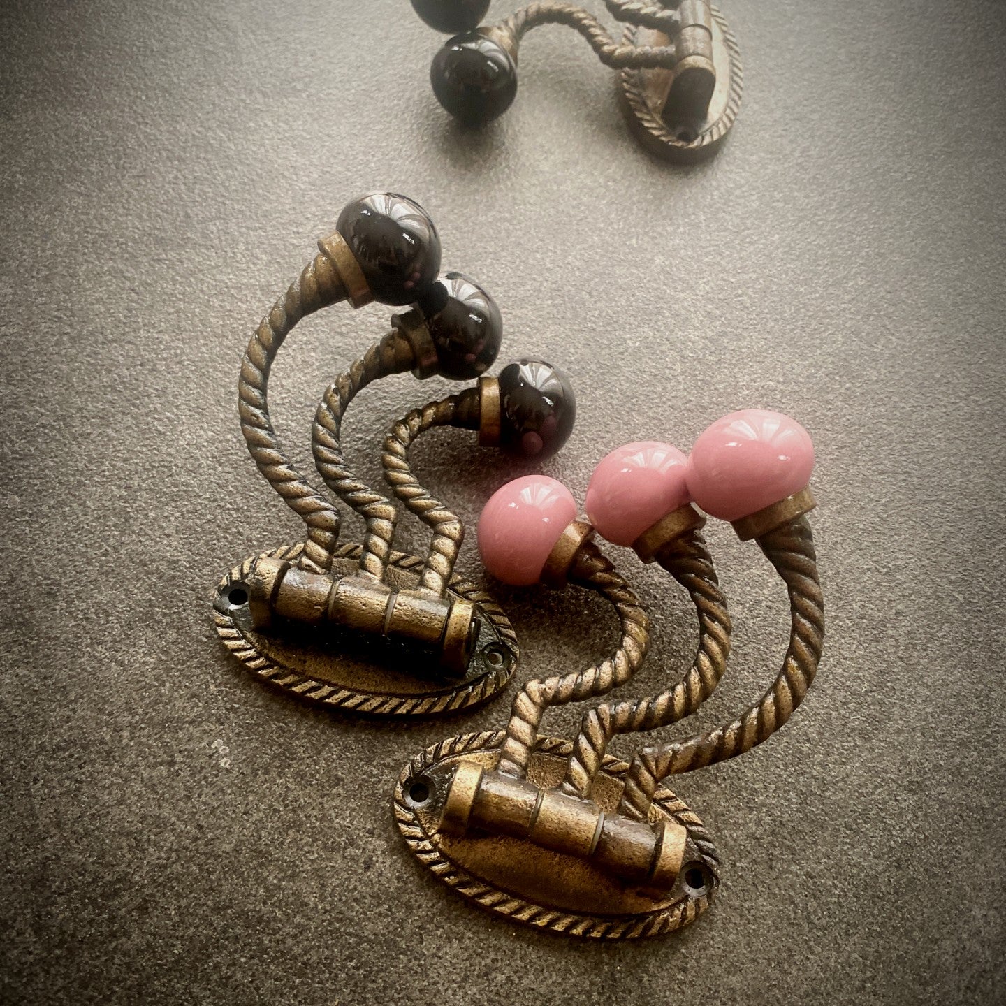 French Victorian Style Triple Rope Cast Iron Coat Hook
