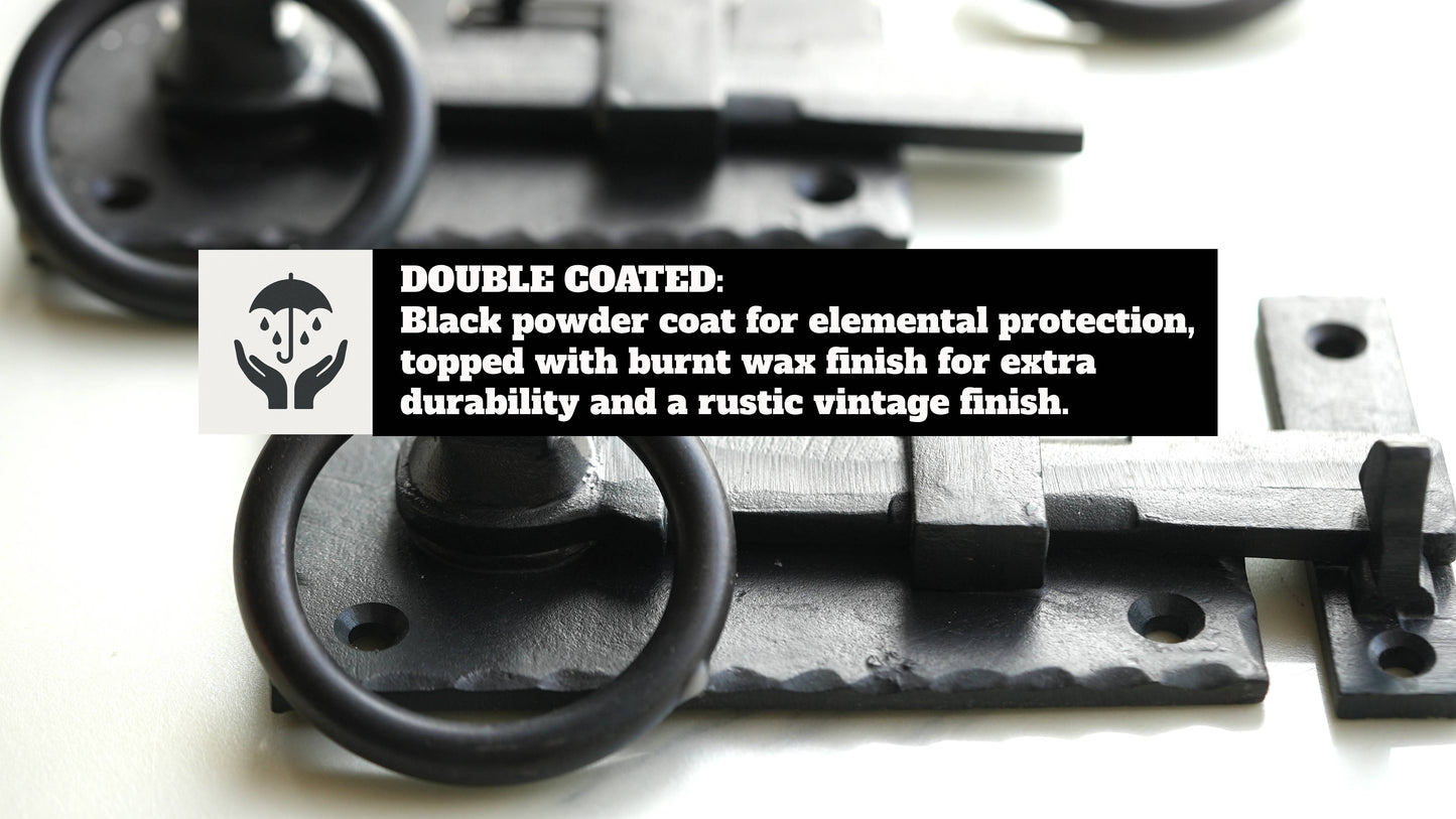 Cottage Ring Latch *Double-Coated* with Powder-Coat & Burnt Wax Finish