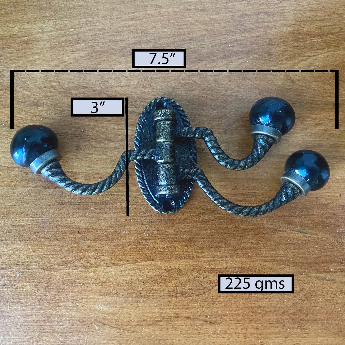 French Victorian Style Triple Rope Cast Iron Coat Hook