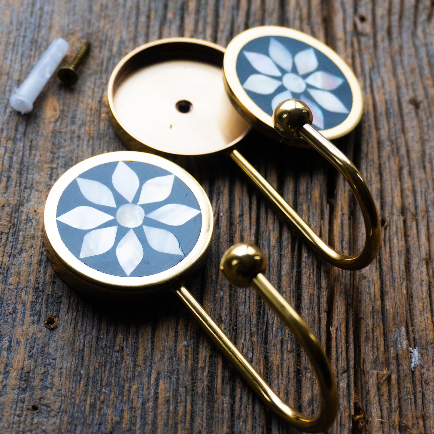 Brass and Mother of Pearl decorative hook