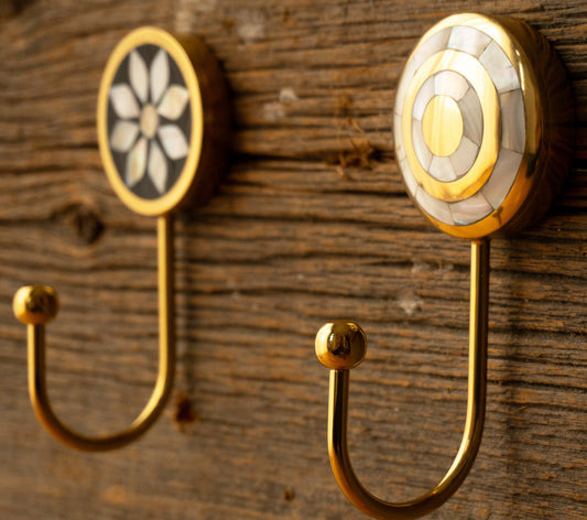 Brass and Mother of Pearl decorative hook