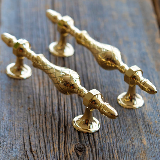 ✨ 9" Brass Door Pull (Pair) – Contemporary Elegance with Intricate Detailing