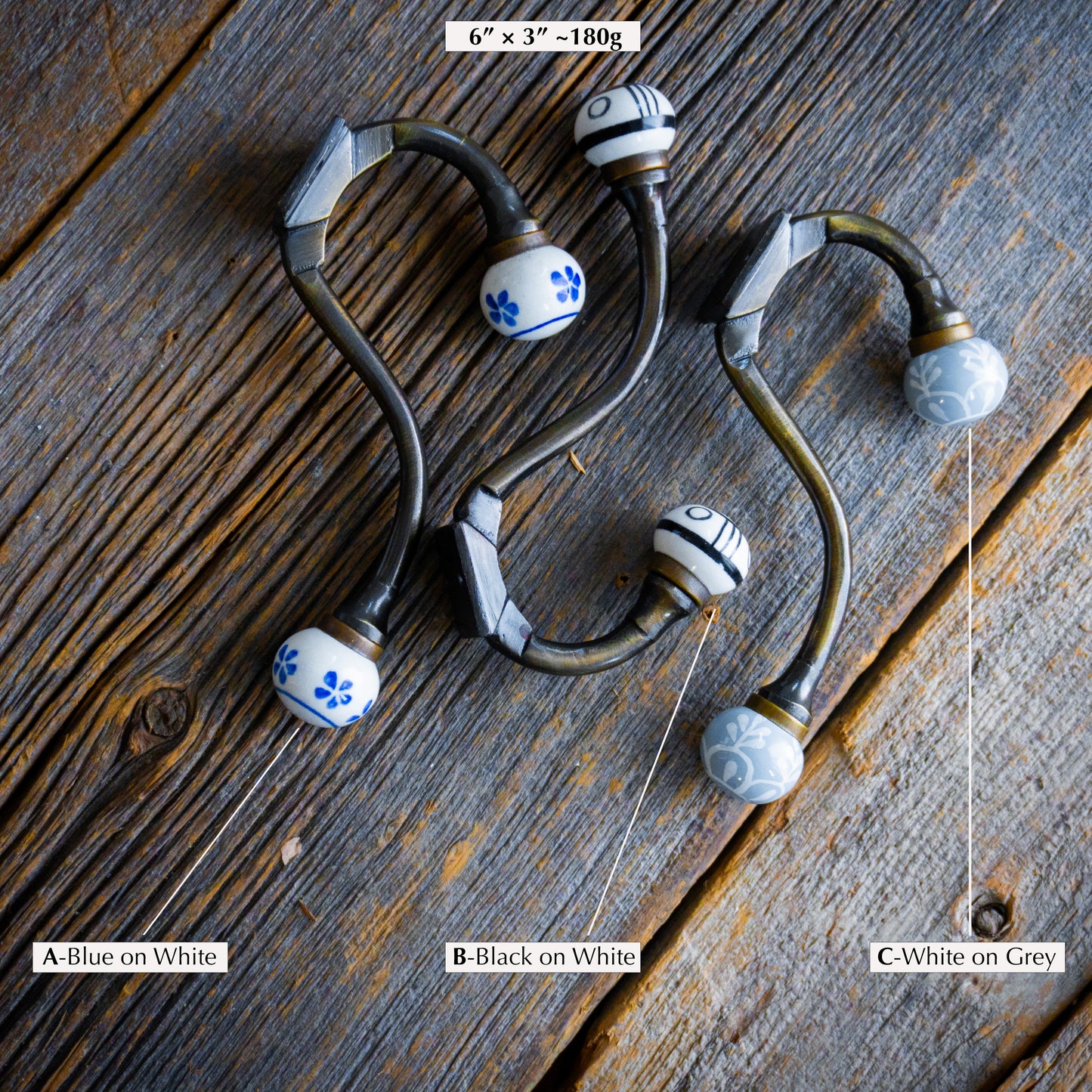 Artisan Hand-Painted Antique Bronze Hooks