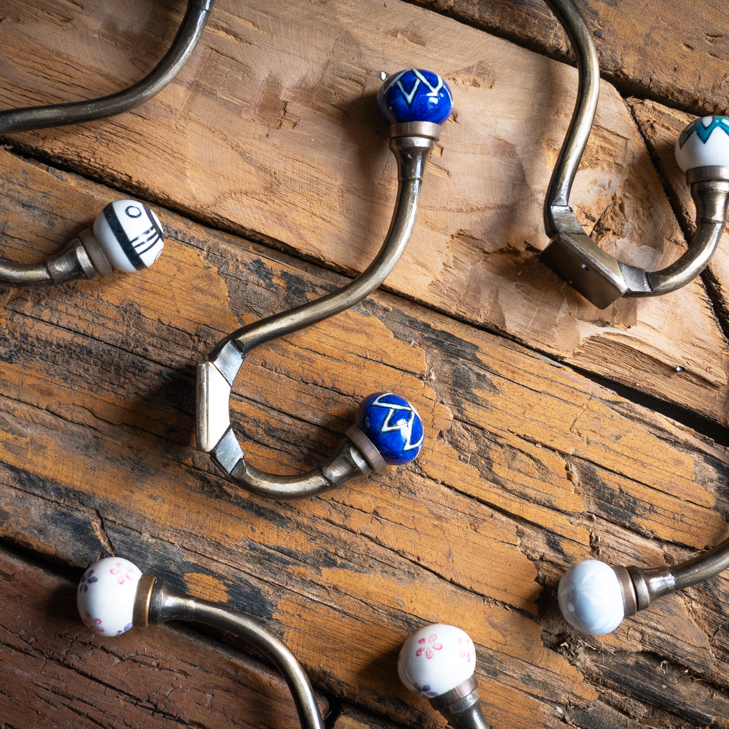 Artisan Hand-Painted Antique Bronze Hooks