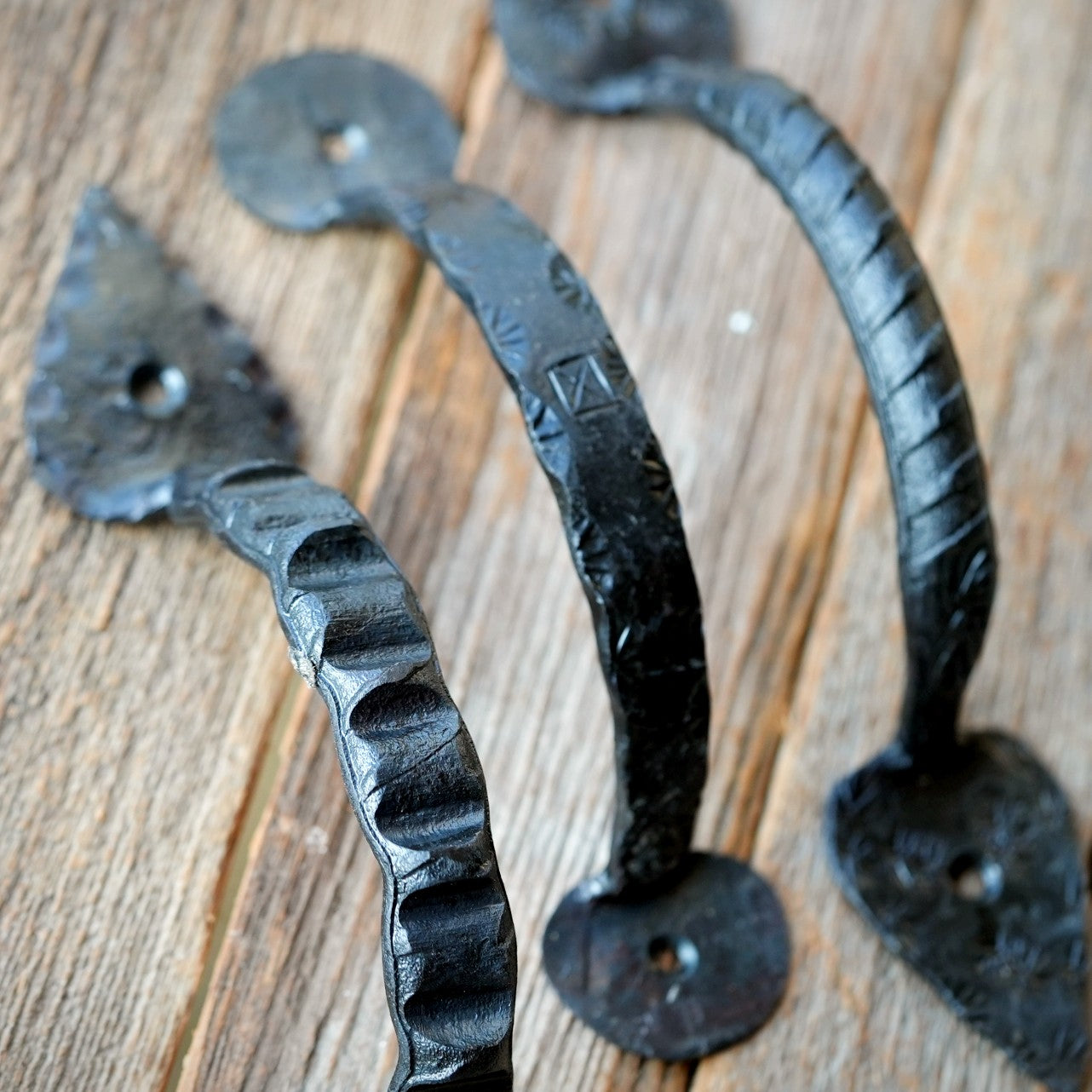 iron door pull hand forged - pair