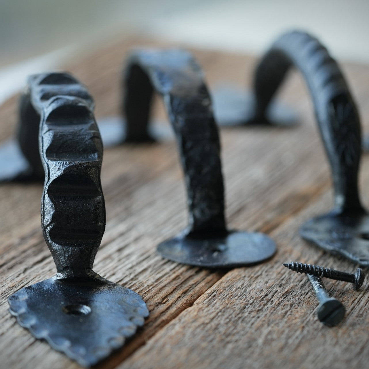 iron door pull hand forged - pair