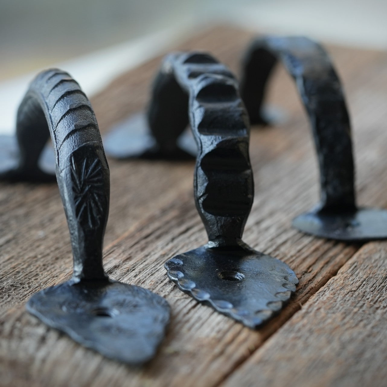 iron door pull hand forged - pair