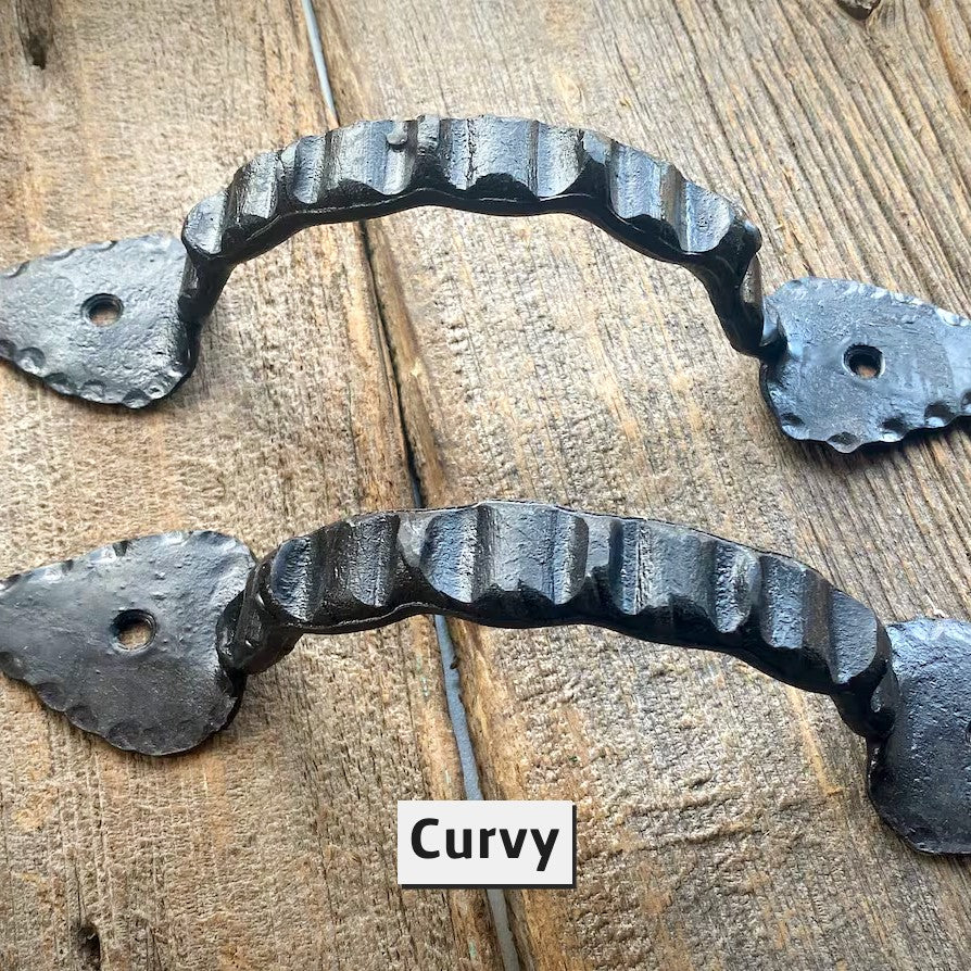 iron door pull hand forged - pair