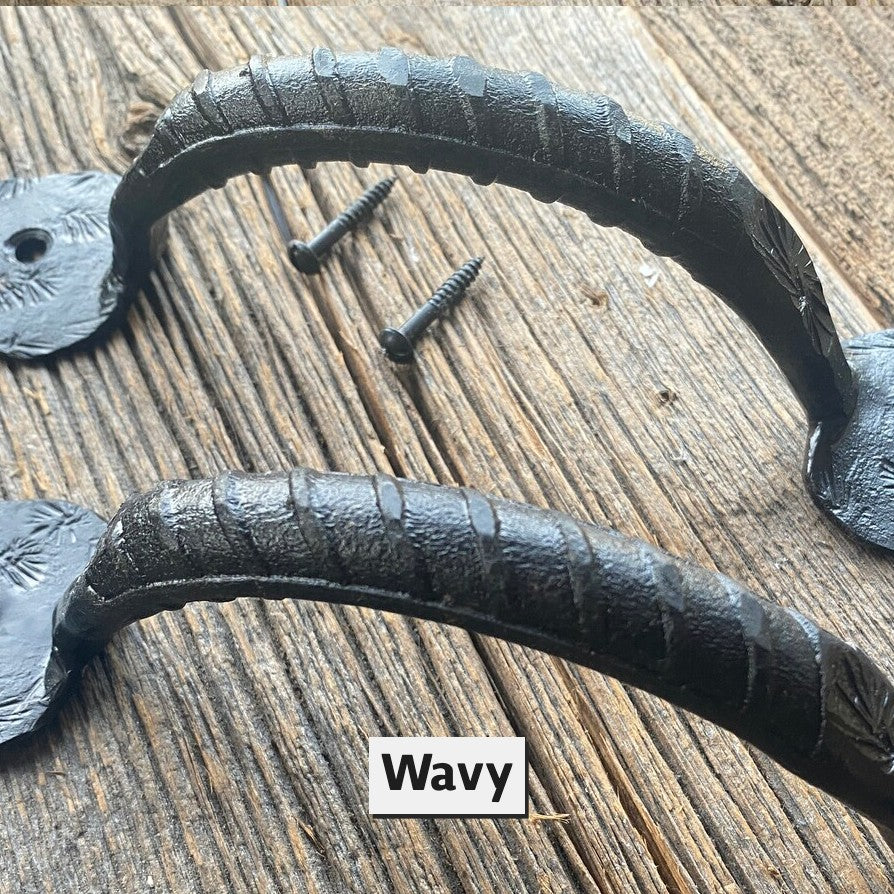 iron door pull hand forged - pair
